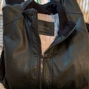 Calvin Klein faux leather bomber jacket
